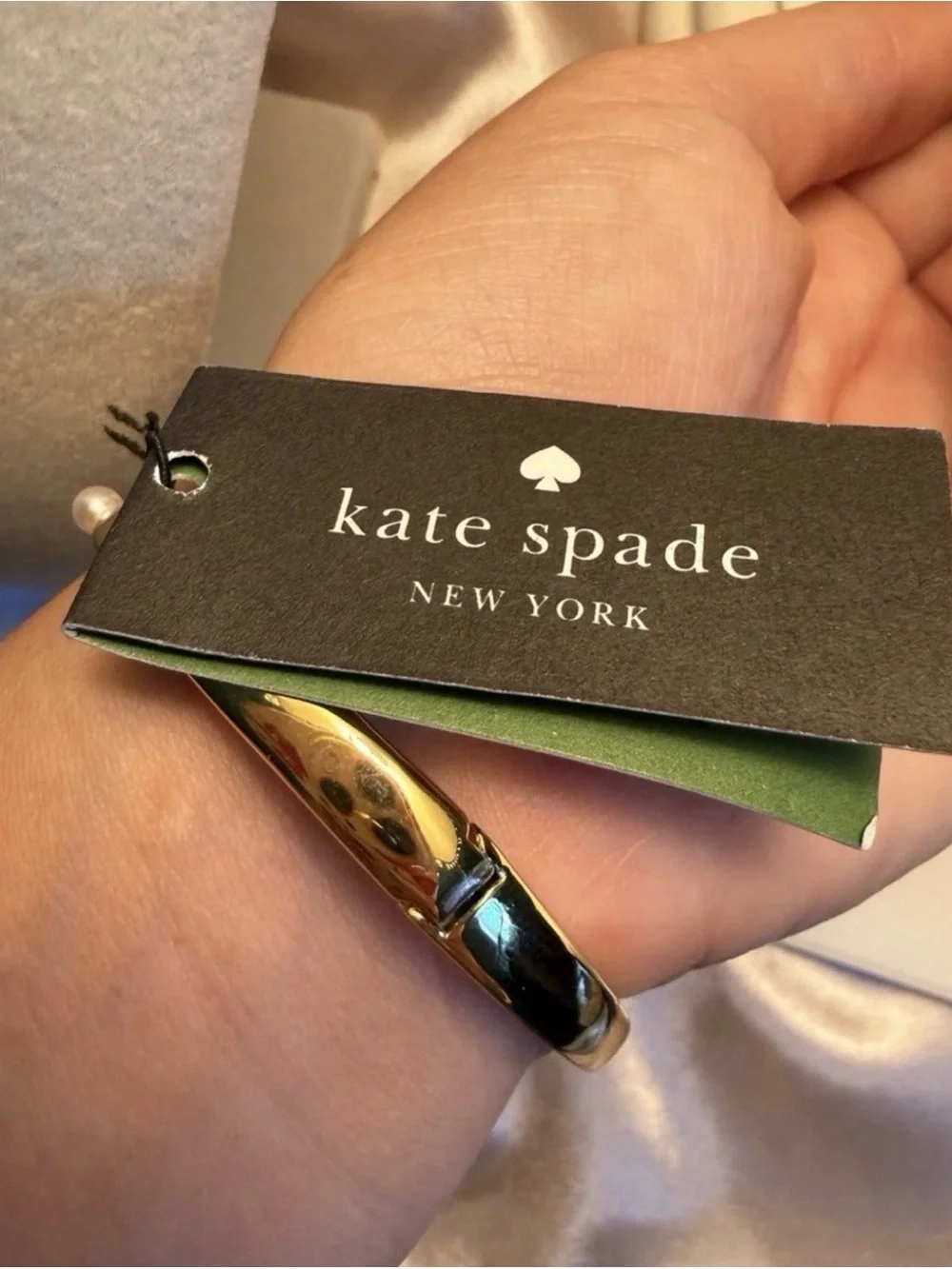 kate spade Gold Pearl Bracelet with Pink and Clear Stones